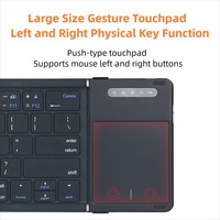 Keyboard Nirkabel Ultra Tipis 3-Lipat dengan Touchpad, Desain Terintegrasi Ukuran Saku, Tombol Tanpa Sambungan, Penutup Kulit Mewah
