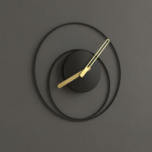 Reloj de Pared Moderno con Anillo de Metal Negro, Manecillas Doradas, Minimalista, de Cuarzo Analógico - Product Image 4