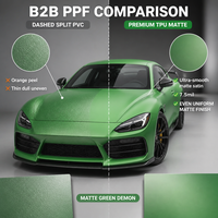 Film de protection de peinture (PPF) TPU aliphatique vert mat effet démon, auto-réparant, anti-jaunissement, anti-rayures, hydrophobe, pour carrosserie automobile, direct usine