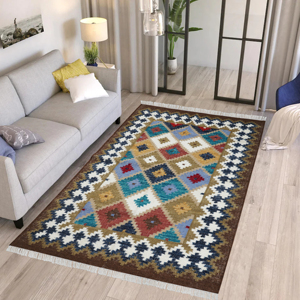 พรมผ้าแคนวาสสำหรับใช้ในบ้านทำด้วยมืออย่างอบอุ่นทำด้วยมือพรมสไตล์โมรอคโคขนสัตว์พรมปูพื้นทำจากผ้าฝ้ายแบบทันสมัย - Product Image 5