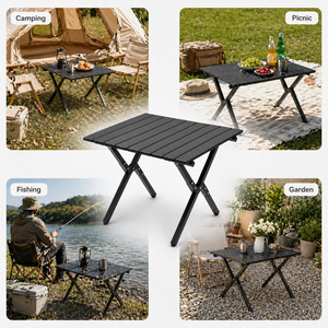 Mesa Plegable Portátil Moderna de Metal con Base de Trípode para Exteriores, Ideal para Playa, Picnic, Camping y Uso Exterior - Diseño Moderno - Product Image 6