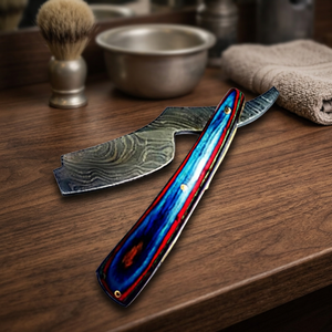 Professional Stainless Steel <b>Straight</b> <b>Razor</b> Blue Red Wood Handle Barber Shop Wet Shave Single Blade Folding <b>Razor</b> Male Use - Product Image 1