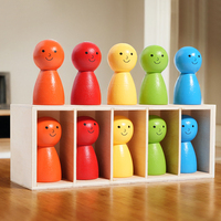 Juguete de arcoíris de madera para niños, juguete de muñecas de madera con forma de arcoíris para combinar colores, juguete educativo para el aprendizaje de colores para niños