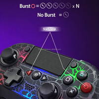 Manette de jeu sans fil Bluetooth RGB 1200 mAh à motif craquelé pour console de jeu PS4 Slim Pro avec vibration turbo et six gyroscopes