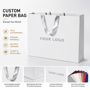 Borsa di Carta Personalizzata con Logo per Shopping di Lusso, per Cosmetici, Abbigliamento, Scarpe, Regali, Boutique, con Manico a Nastro - Product Image 1