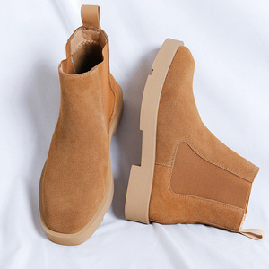 Retro brown Chelsea <b>boots</b>, short style, height-increasing, breathable, shock-absorbing, non-slip, thick sole. - Product Image 3