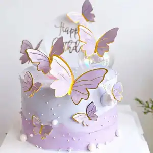 Wholesale DIY 11pcs Set Colorful Pink Purple Butterfly Cake Topper Wedding Happy Birthday Cake Decoration Baking Party Supplies