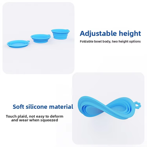 Mangkuk makan hewan peliharaan silikon kapasitas besar, piring makanan air anjing dapat dilipat portabel untuk perjalanan luar ruangan berjalan berkemah - Product Image 2