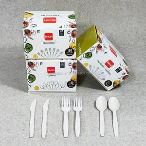 Cornstarch Biodegradable Cutlery Biodegradable Compostable Knife Fork Spoon Cornstarch Corn Starch Cutlery Set