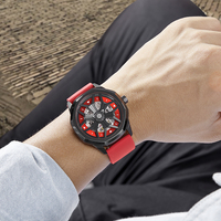 Quantité minimale de commande bas luxe japon mouvement résistant à l'eau bracelet en caoutchouc noir boîtier en acier inoxydable conception personnalisée montres automatiques