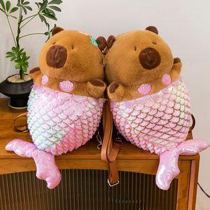 ตุ๊กตาคาปิบาร่านุ่มนิ่มใยฝ้าย PP สำหรับเด็ก (7-14 ปี) กระเป๋าเป้สะพายหลังรูปนางเงือกน่ารัก ตุ๊กตากอดได้ ขายส่ง - Product Image 2