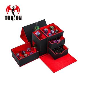 Plateau à dés et boîte de rangement TORSON en cuir PU, portable, avec fermeture magnétique, accessoires, cadeaux pour RPG, PTCG, CCG - Product Image 1