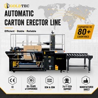 Machine à ériger des cartons ondulés entièrement automatique Goldtec, ligne d'emballage industrielle, machine à ériger des boîtes automatiques, machine à ériger des caisses