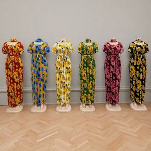 Ingrosso nuovo abito Casual da <span class=keywords><strong>donna</strong></span> primavera ed estate a manica corta stampato O colletto alla moda - Product Image 3