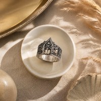 Bague ouverte ajustable en cuivre, style gothique vintage, motif totem ajouré, bijou unisexe tendance punk