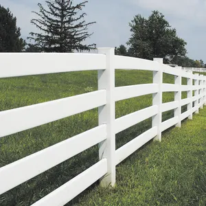 高品质廉价白色乙烯基 PVC 塑料 4 轨马围场围栏，岗位和铁路围栏