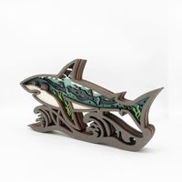 Nouvelles décorations de bureau en forme de requin sculpté en buis, style marin moderne