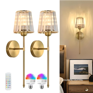 Cross-border American-style high-end crystal lampshade, <b>wire</b>-free rechargeable bedroom bedside lamp, living room decorative - Product Image 1