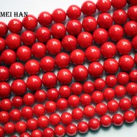Perles rondes lisses en corail rouge Meihan pour la fabrication de bijoux, la création de bijoux, le bricolage, les cadeaux, la vente en gros