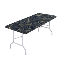 Nappe rectangulaire ajustée en polyester imperméable et élastique de 6 pieds pour table pliante, motif Fleurs de Hawaï, par Factory of Hawaii