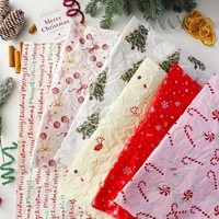 Nouveau Papier Cadeau Artisanal de Noël, Motif Poire de Neige, Imprimé UV, Surface Brillante, Effet Froissé à la Main, 1 Mètre, Motif Floral Coloré Peint