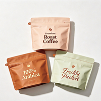 Sac à café en papier kraft biodégradable de haute qualité, résistant à l'humidité, avec valve, fond plat, pochette autoportante avec fermeture à boucle métallique
