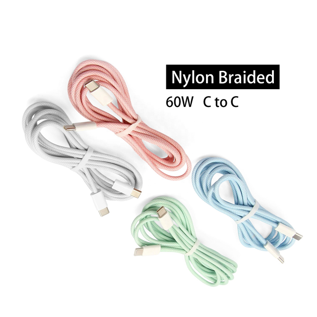 HNT Hot Sale 2M 3A Magnetic USB-C to Type-C Nylon Braided Cable 60W PD Fast Charging Pure Copper Conductor for Mobile  iPhone