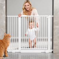 Barrière de sécurité pour bébé à fixation par pression avec porte pour escaliers, barrière de sécurité pour chien en acier de 110-129 cm de large pour la porte de la maison des tout-petits et des chiots