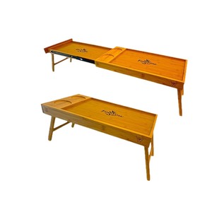 Modern minimalist wooden extendable bed table and chair, beverage and snack tray, computer <b>study</b> <b>desk</b>. - Product Image 1