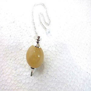 Péndulo de Bola de Cristal Hecho a Mano con Cadena Metálica, Estilo Chakra Feng Shui, de Cuarzo Aventurina Amarilla Natural y Ágata, para Radiestesia - Product Image 1