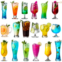 Verres à cocktail hauts en verre, verres à jus, verres à eau, gobelets en verre, vente en gros