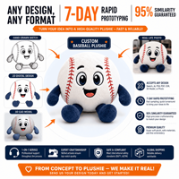 Mascotte en peluche de baseball, conception de personnages OEM ODM, commande en gros, usine de jouets en peluche, merchandising de marque, vente en gros d'animaux en peluche