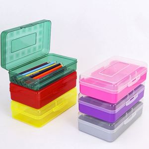 8 Colors PP Plastic <b>Hard</b> <b>Shell</b> Big Pencil <b>Case</b> Custom Office Organizer Multifunction Clamshell Stationery Storage - Product Image 3