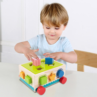 Nieuwe Aankomst Play Racing Car Educatief Play Push Houten Vorm Sorter Auto Speelgoed Voor Baby 3 +