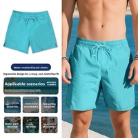 Shorts de plage pour hommes, cordon de serrage, couleur unie, décontractés, hydrofuges, respirants, séchage rapide, coupe droite, nylon polyamide