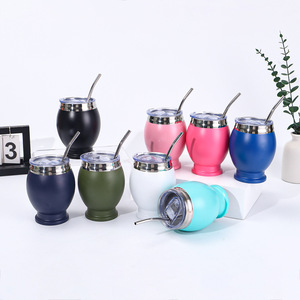 Cross Border Mate Cup Double Wall Vacuum Stainless Steel Insulated With Straw And Spoon Outdoor Portable Mini Eggshell Cup - Product Image 3