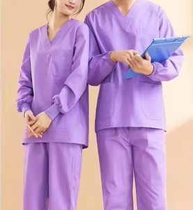 Exquisite Design Breathable Comfortable Soft Stretchable V-neck Unisex Woven Fabric <b>Scrub</b> <b>Sets</b> - Product Image 5