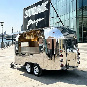 Carrito de Comida Móvil Personalizado de Acero Inoxidable para Exteriores, Remolque de Comida Totalmente Equipado para Venta de Tacos y Pizza - Product Image 1