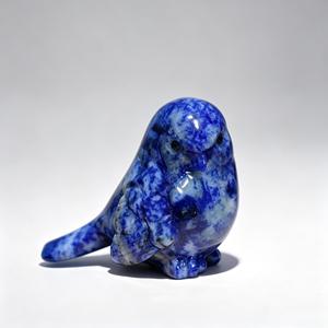 Figurine d'oiseau gravée en quartz, sculpture animale, objet de collection, décoration artistique, ornement rond en pierre bleue, décoration Feng Shui pour la maison - Product Image 1
