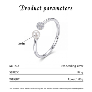 Adjustable Copper Shell Pearl <b>Open</b> <b>Ring</b> CZ Ball Cuff Dainty Shell Pearl Jewelry for Women Wedding Engagement Gift - Product Image 6