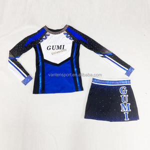 2025最新设计皇家蓝色男子啦啦队制服套装标志绣花裤上衣长袖运动衫运动服装 - Product Image 2