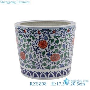 RZSZ08 Antiguo Jingdezhen Colorido Hermanamiento Hoja Flor Patrón Cerámica Portalápices <span class=keywords><strong>Jarron</strong></span> de pluma de cerámica - Product Image 2