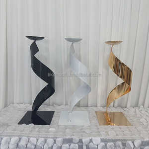 Support floral en métal en spirale lisse, doré/noir/blanc, socle de présentation florale, centre de table pour décoration de fête - Product Image 2