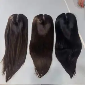 15X16CM en iyi işlenmemiş insan saçı Topper kadınlar için avrupa saç peruk 4 klipler saç Topper ince postiş doğal kafa derisi taban