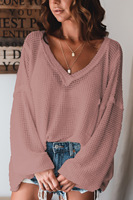 Nouveau couleur unie Sexy col en v profond à manches longues pull découpé décontracté ample grande taille femmes pull pull vêtements
