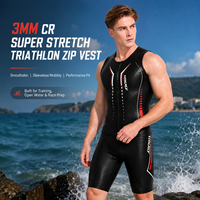 Maillot de triathlon zippé pour homme, combinaison de plongée 3 mm en néoprène sans manches, fermeture éclair frontale, coupe performance, maillot de bain