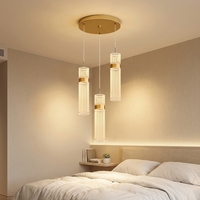 Lustre de bar de chambre à coucher au design classique, luminaire de luxe pour réception, décoration avec cadre en fer et abat-jour en cristal, LED à intensité variable