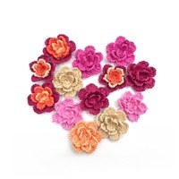 Appliques de fleurs au crochet faites à la main, patchs de fleurs en raphia tissé pour l'artisanat et la décoration, projets DIY