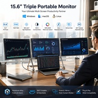 Tragbarer Dreifach-Monitor für Daytrading 315,6 Zoll FHD IPS Panel 1000:1 Kontrast USB Typ-C 60Hz Klare Aktienkarten-Anzeige
