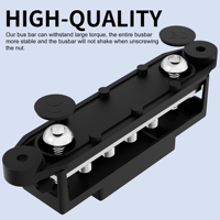 Barre omnibus 275A, bloc de distribution d'alimentation 12V, barre omnibus audio pour voiture, 6 x goujons de borne 5/16" (M8), barre omnibus de batterie positive et de masse pour camping-car